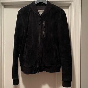 BODA SKINS sheep skin leather suede bomber jacket, size L.